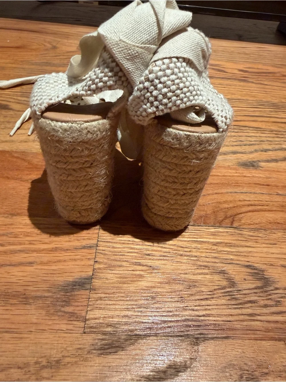 unnamed brand Cream Lace Espadrille Wedges - Women